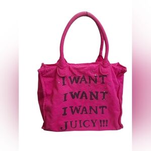 Juicy Couture I Want Juice Y2K Pink Beach Tote Hand Bag